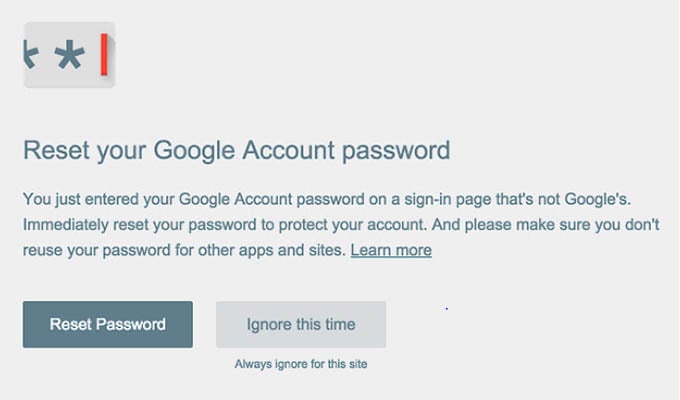 Google Account Password Alert