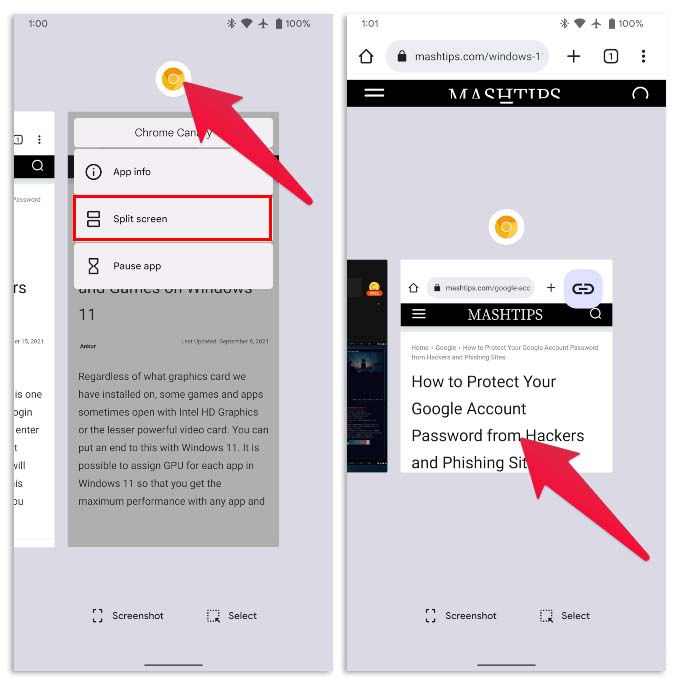 How To Open Two Chrome Windows On Android Side By Side Mashtips