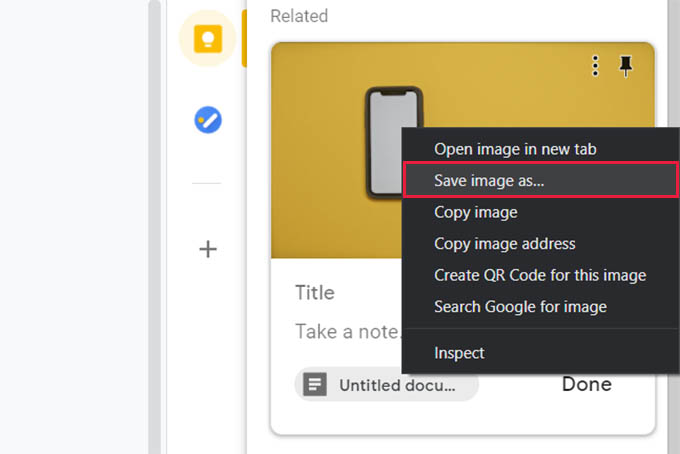 Save Image from Keep in Google Docs