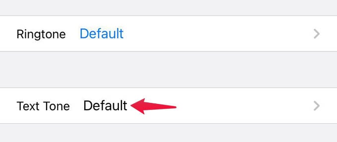 Select Custom Text Tone Option from Contacts on iPhone