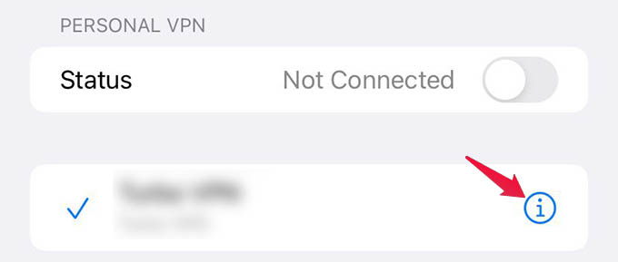 Select VPN Profile Options on iPhone