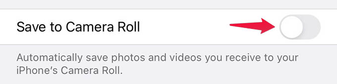 Toggle off Save to Camera Roll on WhatsApp for iPhone