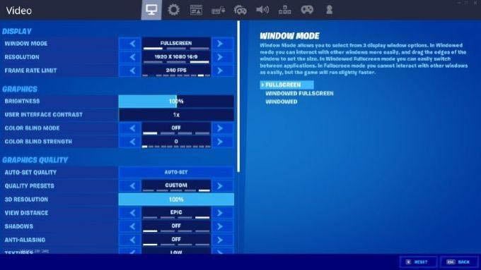 how to get default settings in fortnite