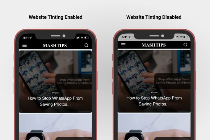 ios safari website tinting