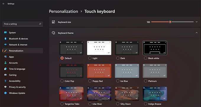 Windows 11 Touch Keyboard Themes