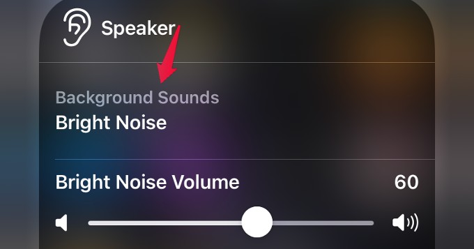 background sound menu control center