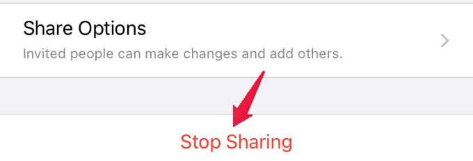 disable sharing note with others