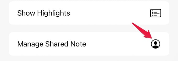manage shared note