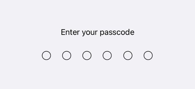 passcode entry screen