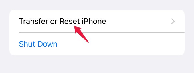 reset iphone settings option