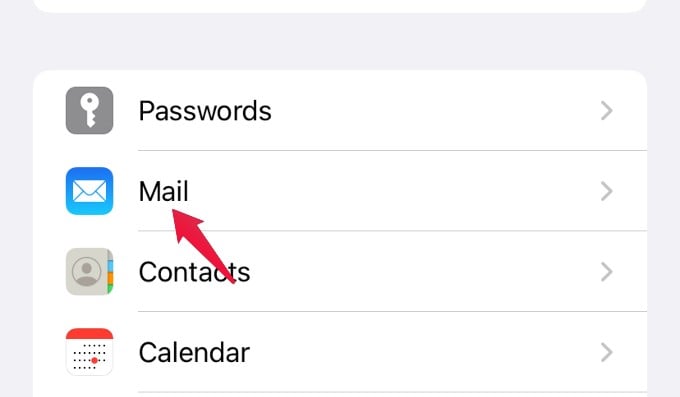 settings menu mail option iphone