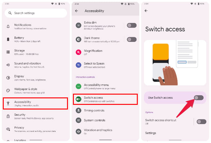 Accessibility settings on Android 12