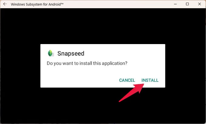 Install Snapseed from Play Store on Windows 11