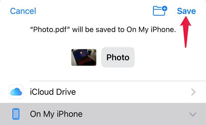 Save to Files App on iPhone