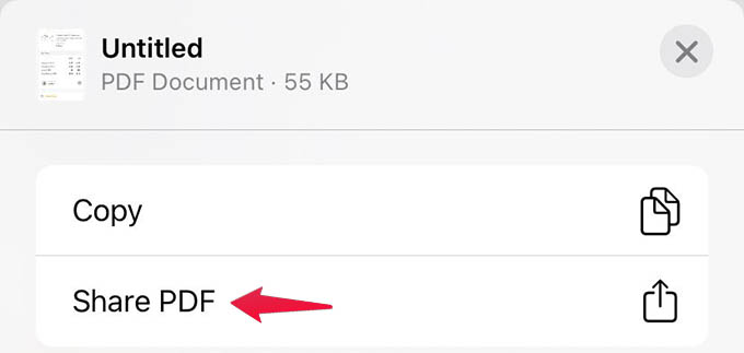 Share PDF from iPhone Books App
