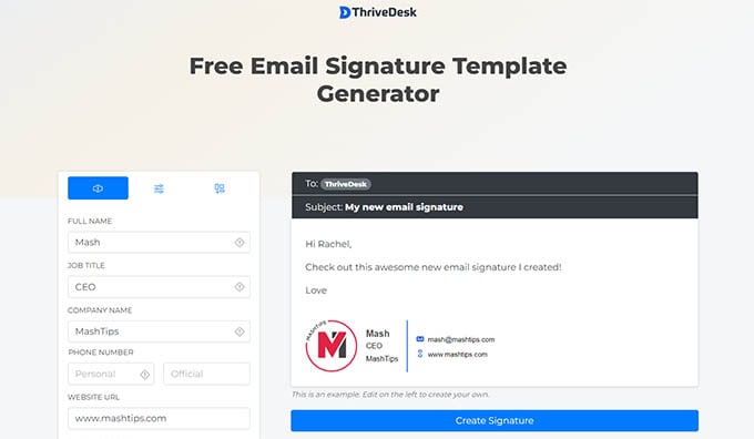 ThriveDesk Email Signature Generator