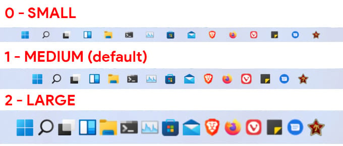 reduce or increase size of taskbar in windows 11