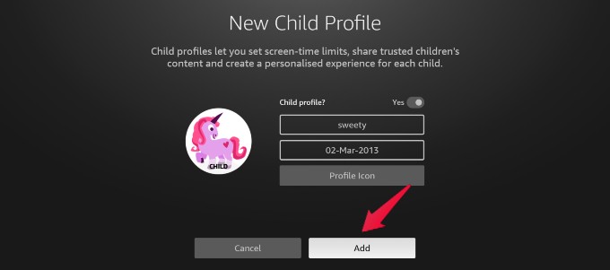 add child profile fire tv