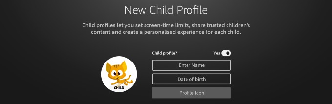 create new child profile fire tv