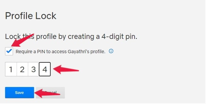 nnetflix lock profile with pin