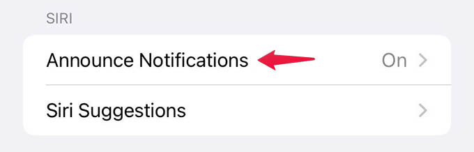 Announce Notification Settings on iPhone