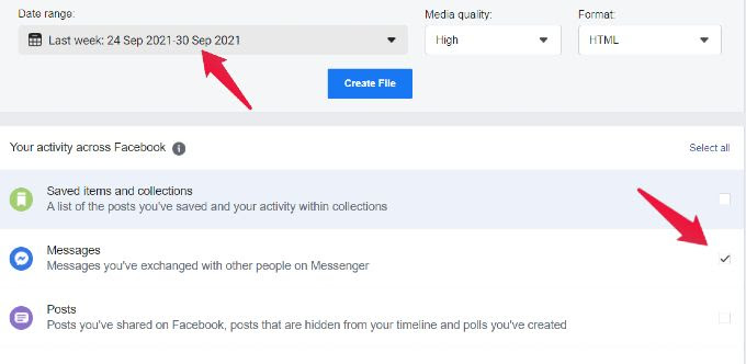 Download Messages Data on Facebook