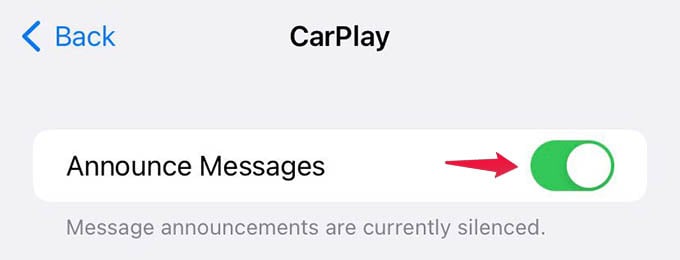 Enable Announce Messages on iPhone