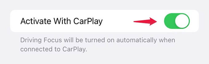Enable Driving Focus Mode Activate with CarPlay