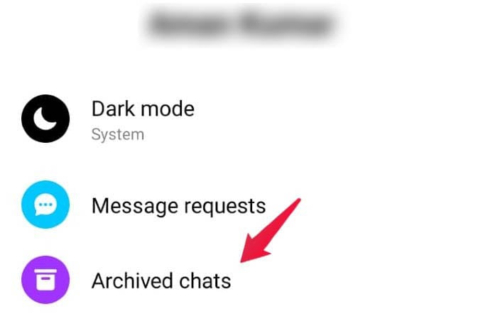 Facebook Archived Chats in Phone