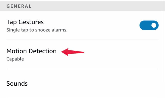 Motion Detection Settings in Amazon Echo