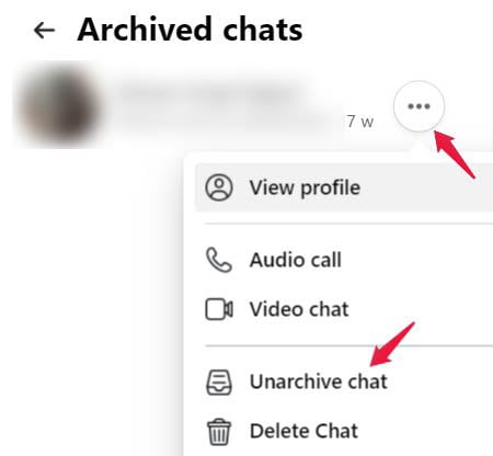Unarchive Chats from Facebook Web