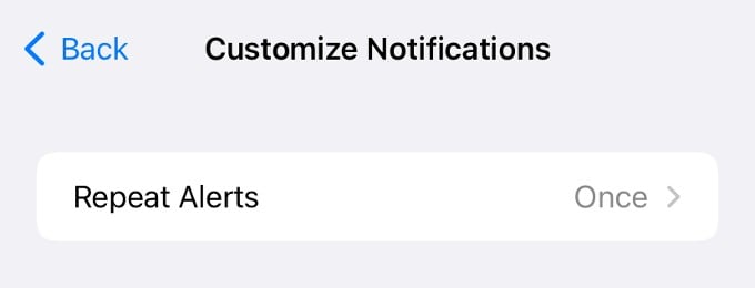 customize repeat alerts messages iphone