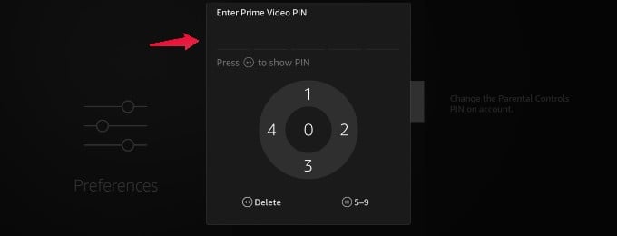 fire tv change existing PIN