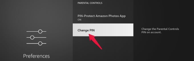 fire tv change parental control PIN