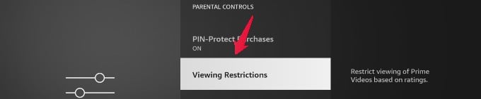 parental controls menu options