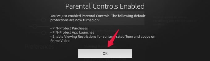parental controls success screen fire tv