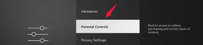preferences parental controls fire tv