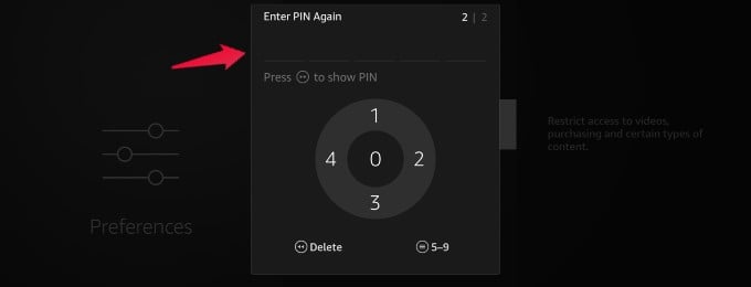 reenter parental control PIN