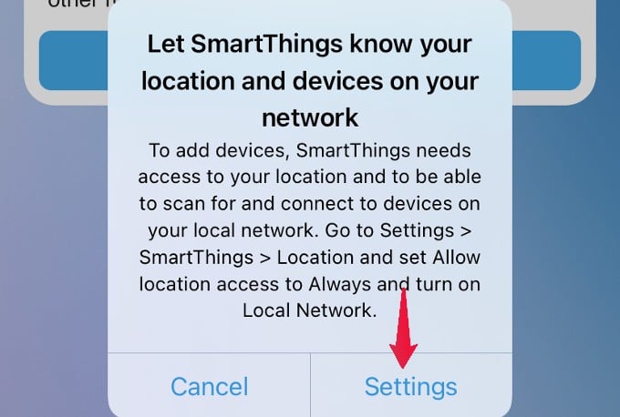 smartthings app request location access