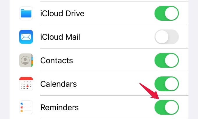 sync reminders icloud iphone