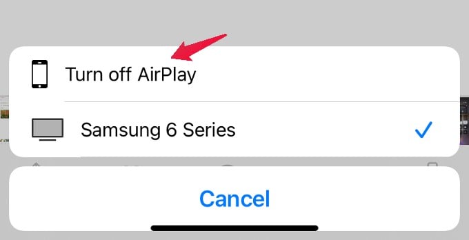 turn off airplay iphone