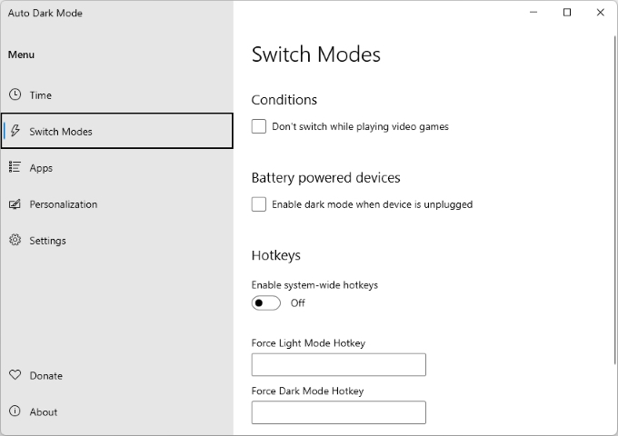 Additonal Auto Dark Mode settings