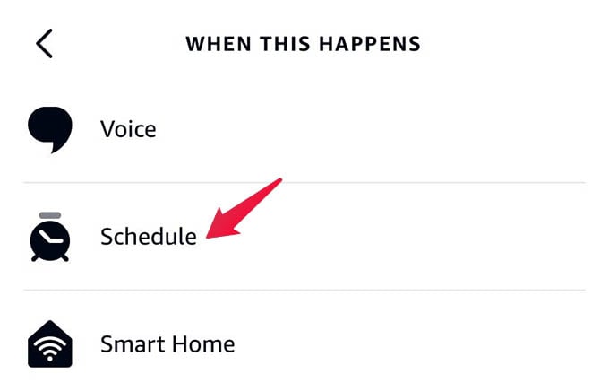 Set Schedule as Trigger in Amazon Alexa Routine