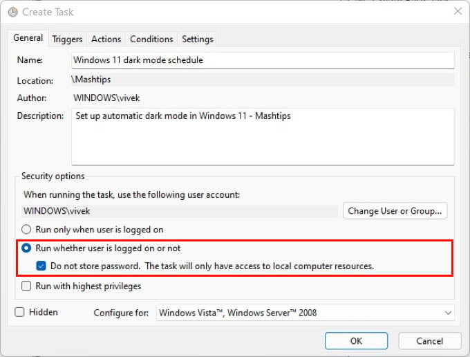 Windows 11 auto dark mode task name