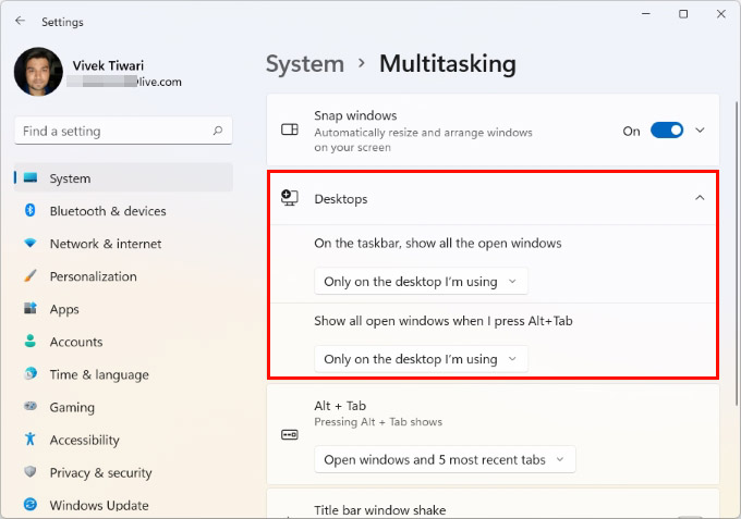 Windows 11 Virtual Desktop Multitasking