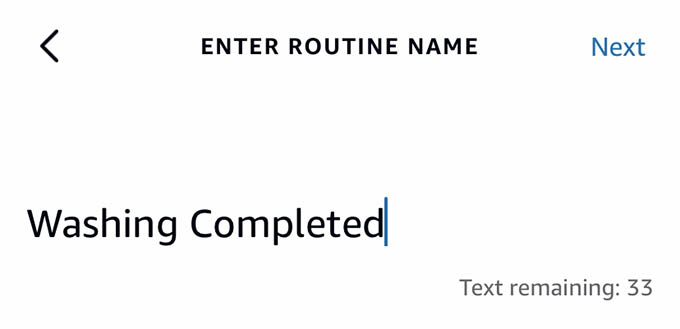 Washing Completed Routine in Amazon Alexa