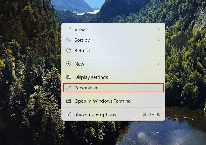 Desktop context menu on Windows 11