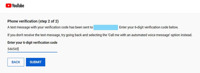 YouTube Channel Phone Verification Code