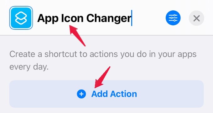 add name for shortcut iphone