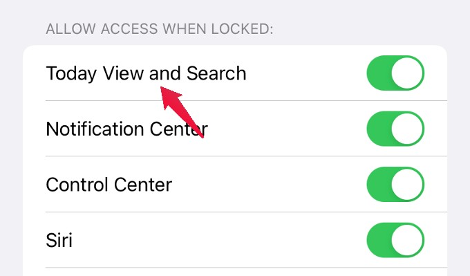 lock screen access settings iphone